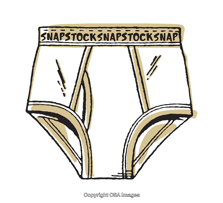 Stylized Illustration of Briefs in Minimalist Beige and Black Colors