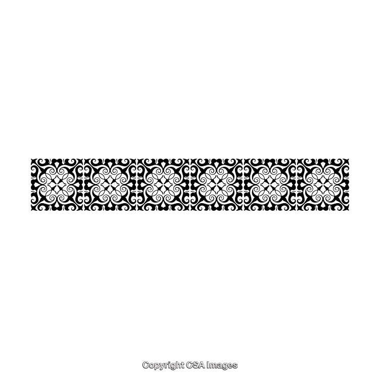 Intricate Black and White Ornamental Border Design with Repeated Patterns