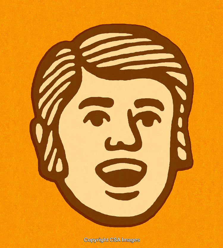 Cartoon Illustration of a Smiling Face on an Orange Background