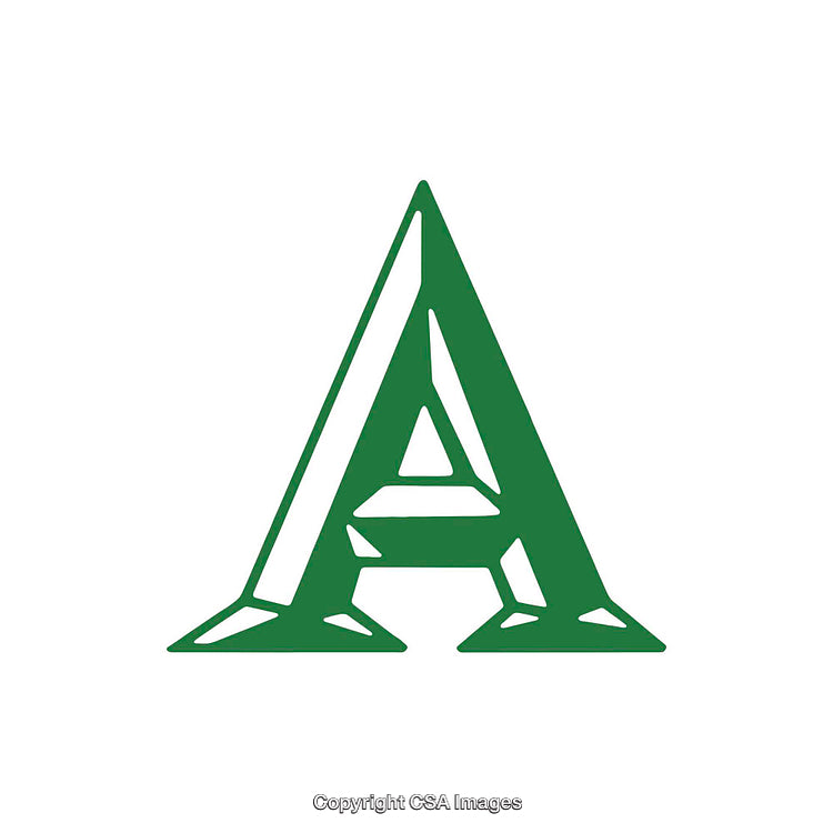Green Letter A in Geometric Design Style Isolated on White Background