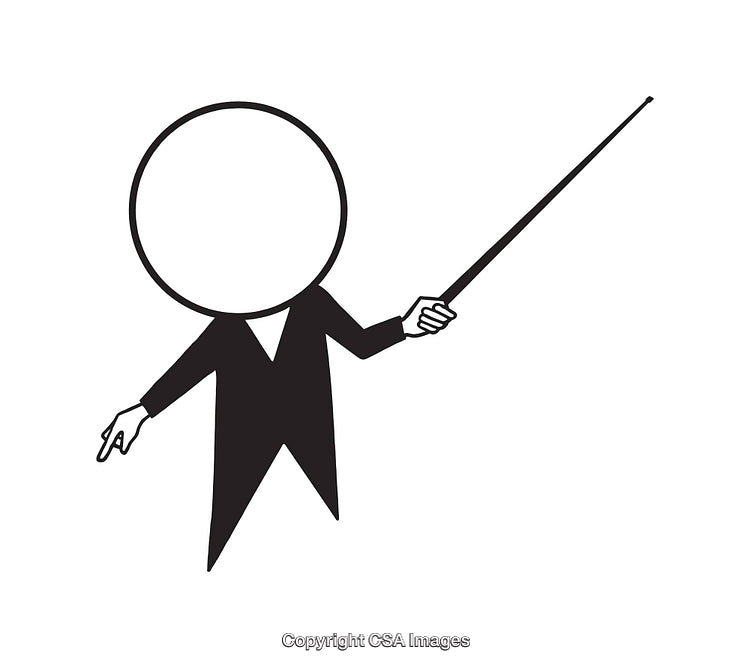 Minimalist Black and White Line Art of a Character Using a Pointer