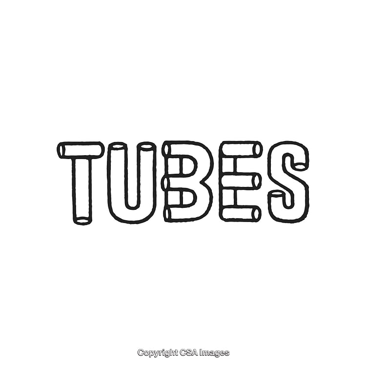Stylized Tubes Word Design with Outline Style and Simple Hand-Drawn Artistic Elements