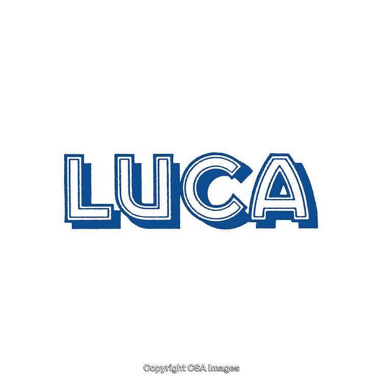 Blue Luca Themed Minimalist Typeface Design on White Background