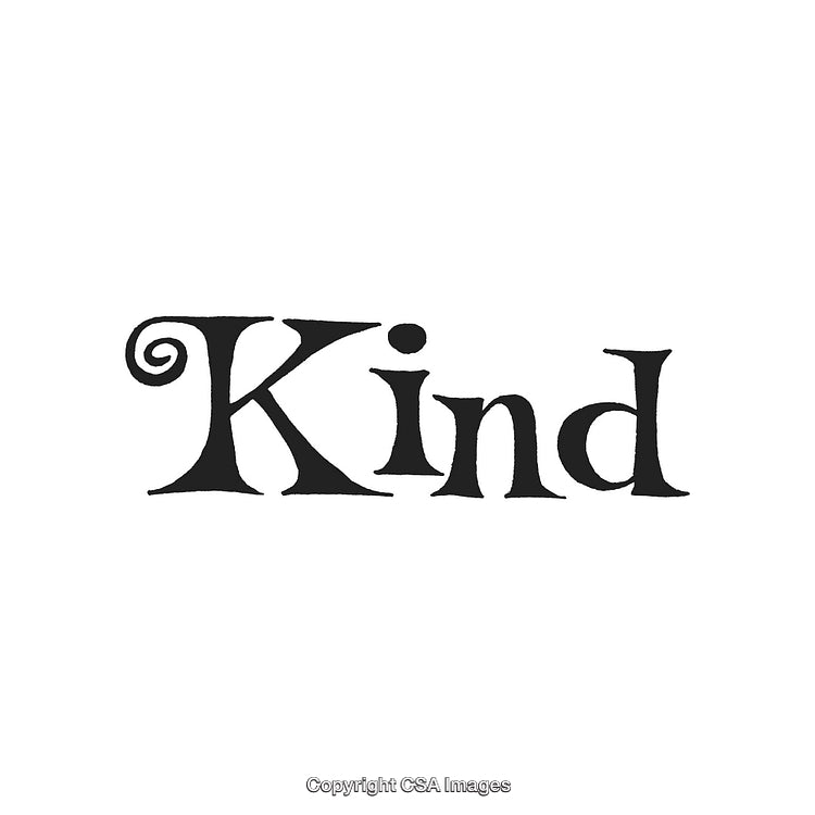 Black Artistic Calligraphy of the Word Kind in Elegant Swirl Font