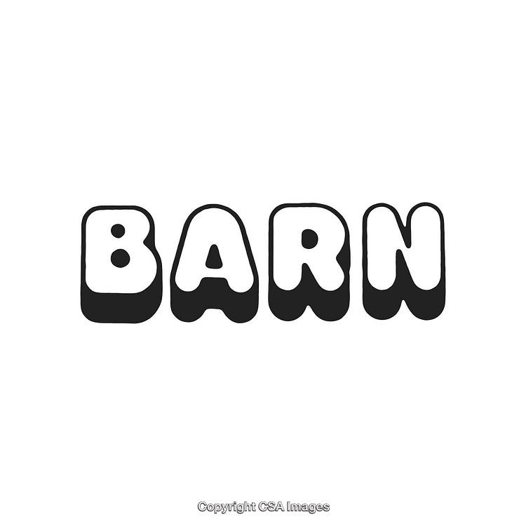 Bold Typography Design of the Word 'Barn' in Black and White
