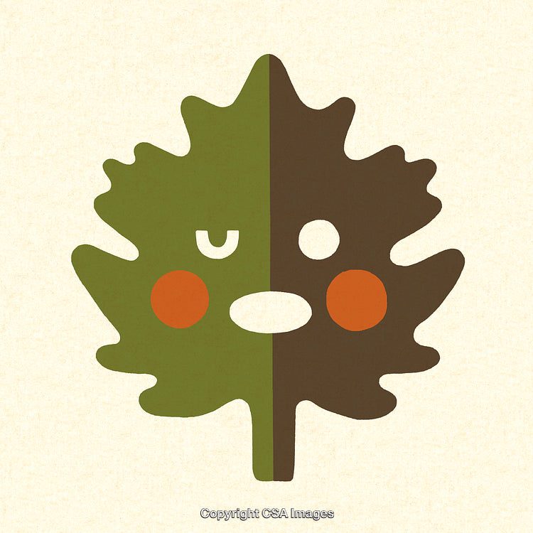 Whimsical Abstract Artistic Leaf Design with Symmetrical Dual Toned Features