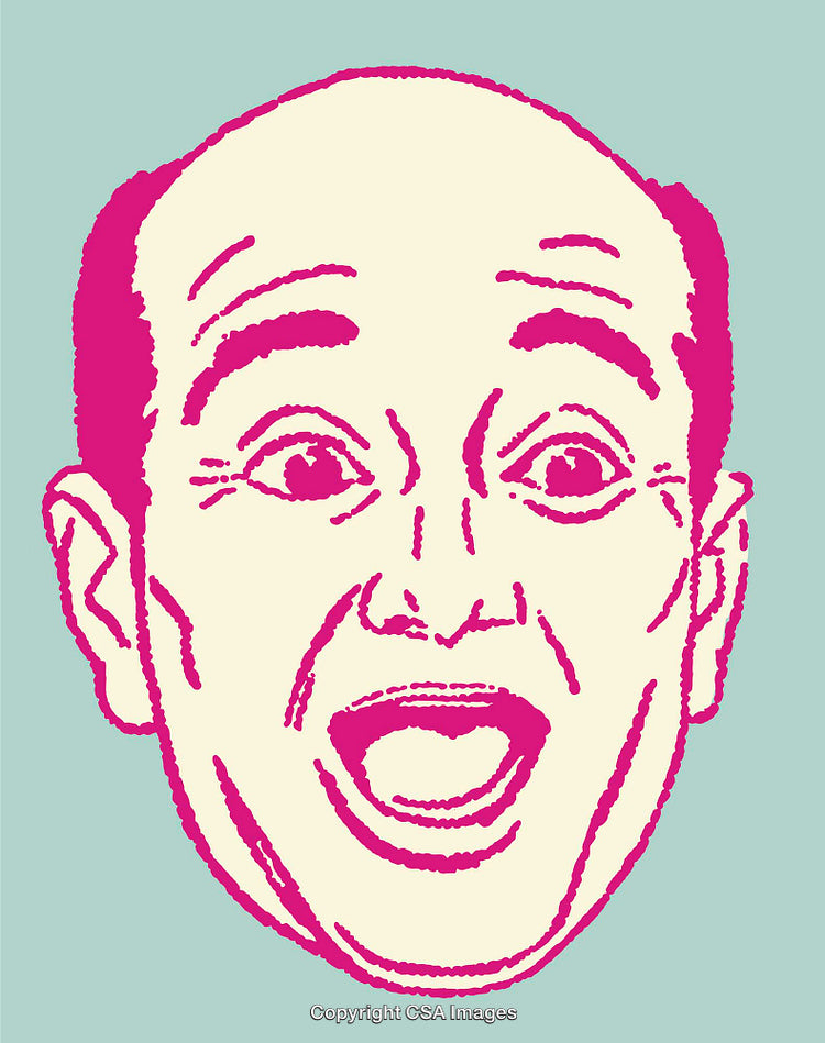 Pop Art Style Illustration of an Expressive Surprised Face in Bold Colors