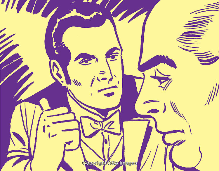 Retro Style Illustration of Two Men in a Conversation