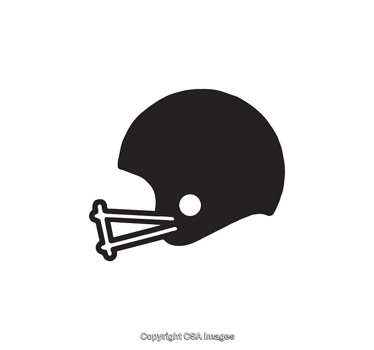 Black and White Icon of a Football Helmet Side Profile