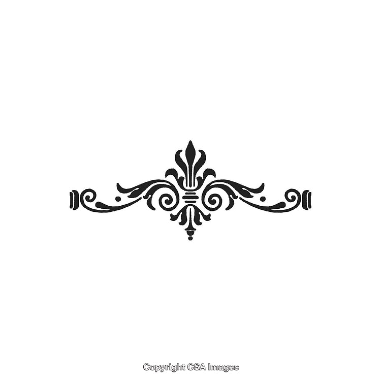 Elegant Vintage Fleur-De-Lis Ornament with Symmetrical Baroque Design