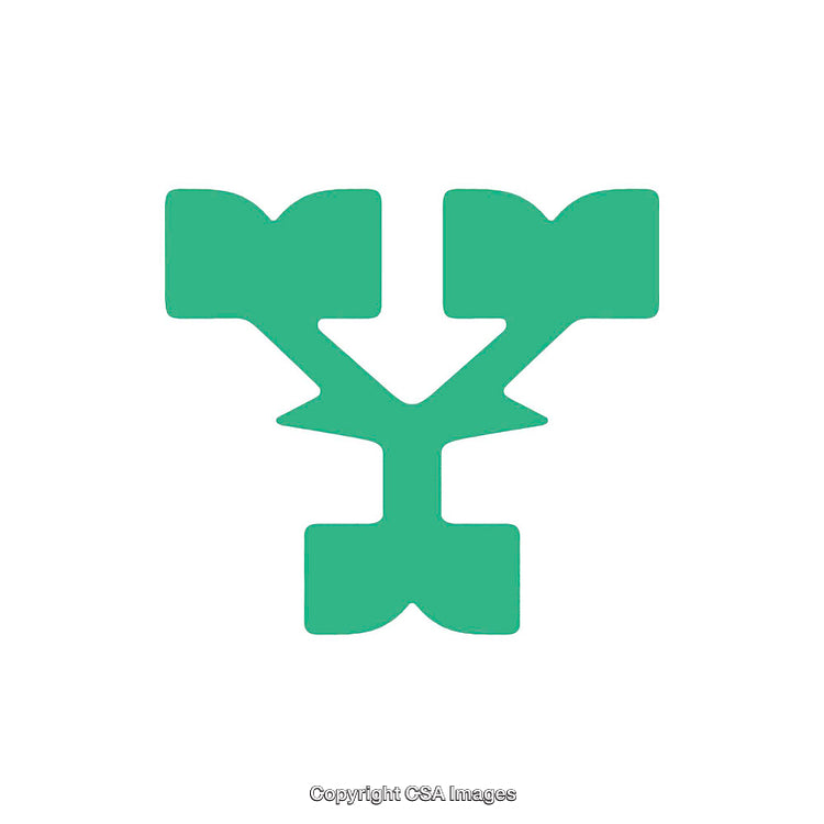 Abstract Green Letter Y Shape in Geometric Style on White Background