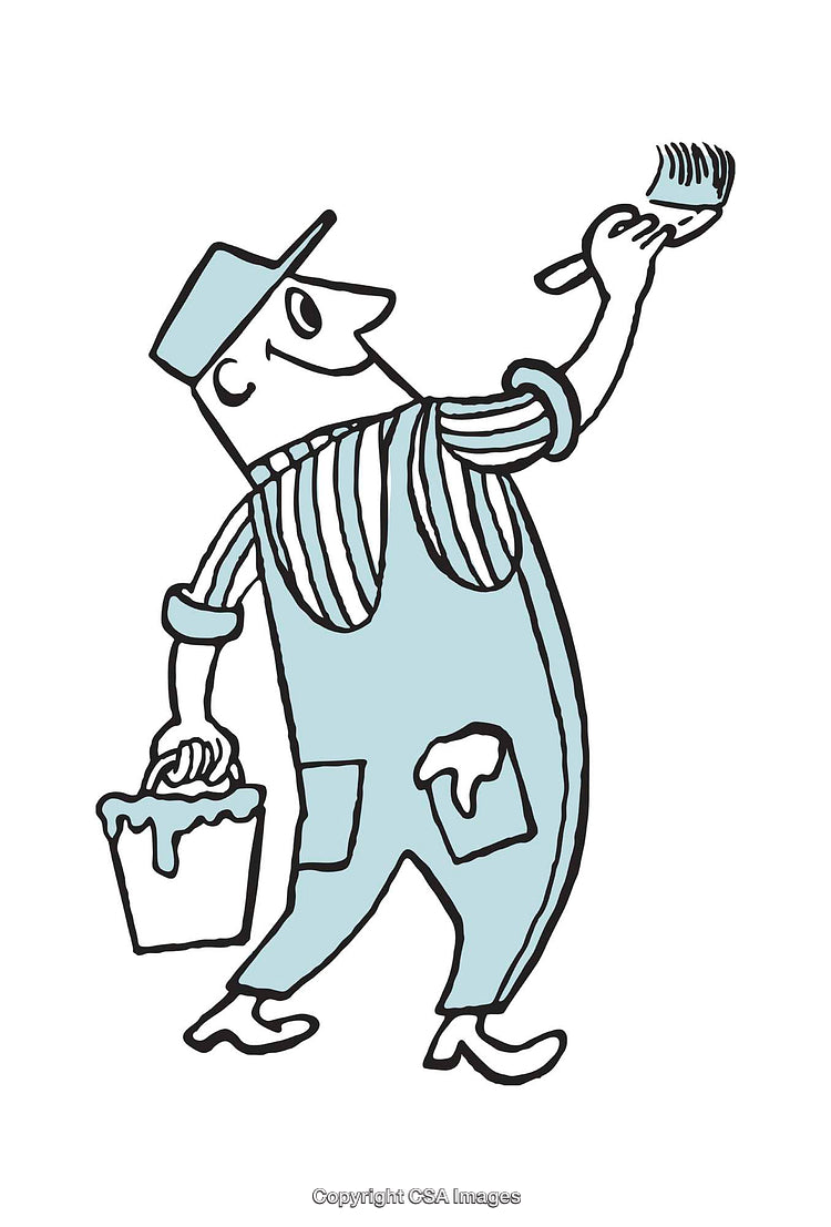 Hand-Drawn Painter Illustration with Brush and Paint Bucket