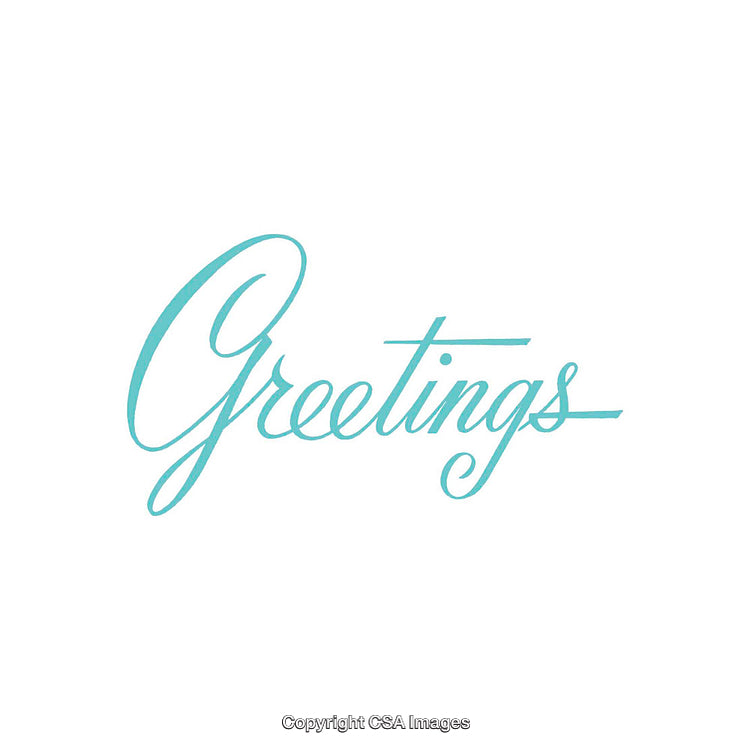 Elegant Turquoise Script Text Saying Greetings with Stylish Font