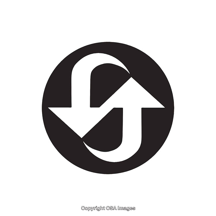 Black and White Abstract Symbol Featuring Circular Arrows