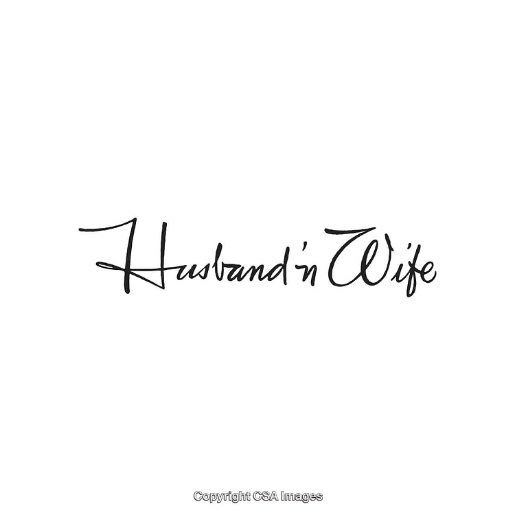 Elegant Handwritten Calligraphy of the Phrase Husband 'n Wife on White Background
