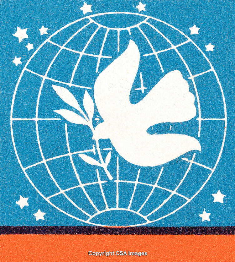 Peace Dove with Olive Branch Over Globe Symbolizing Unity and Harmony