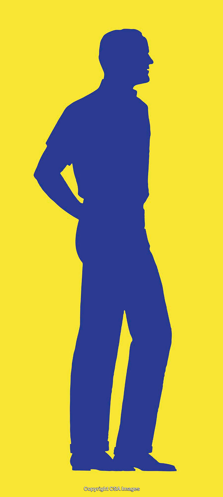 Modern Silhouette of a Man in Blue on a Yellow Background