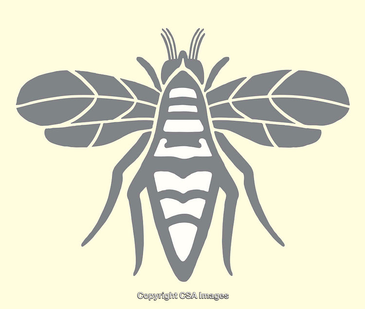 Stylized Gray Bee Illustration With Minimalist Pattern on Light Background