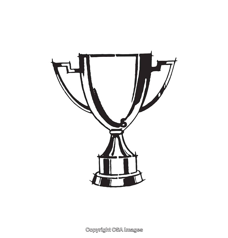 Black and White Sketch of a Classic Trophy Cup Vector Illustration