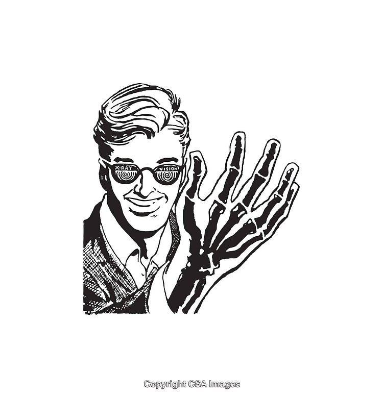 Retro Style X-Ray Vision Concept in Black and White Line Art