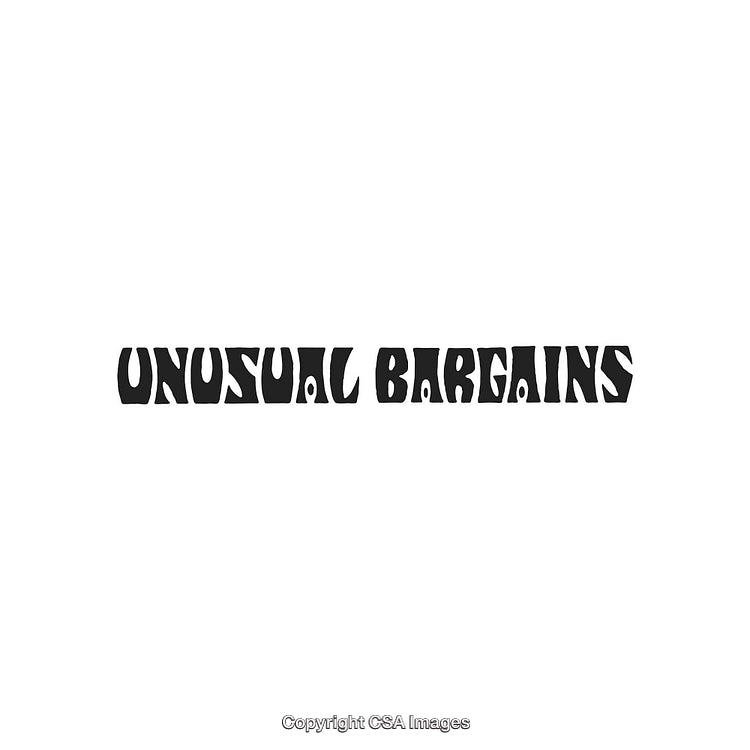 Unique Black Text Design Featuring the Words 'Unusual Bargains' in Bold Fonts
