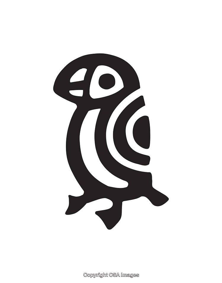 Monochromatic Abstract Bird Illustration in Tribal Minimalist Art Style