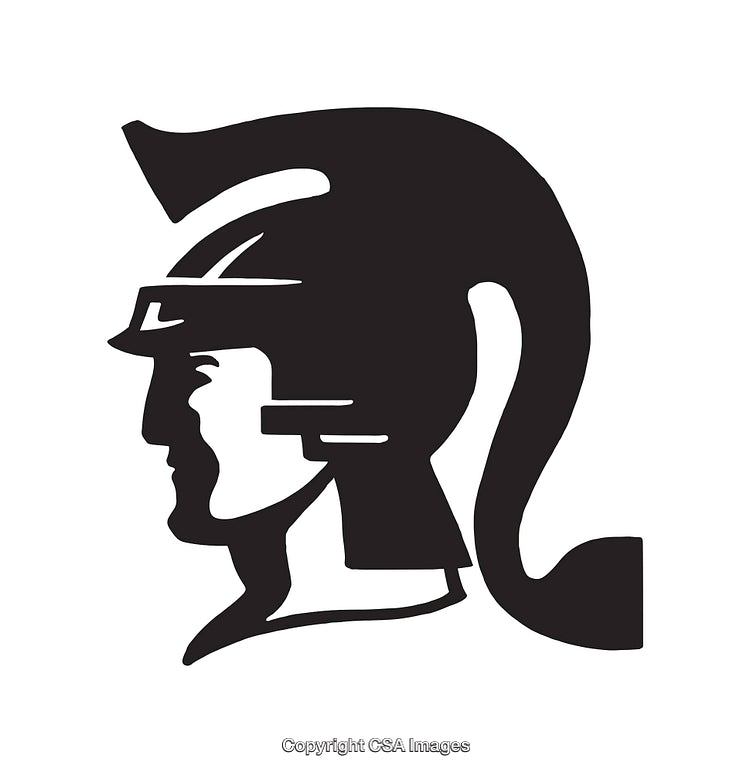 Black And White Line Art of Roman Warrior Profile