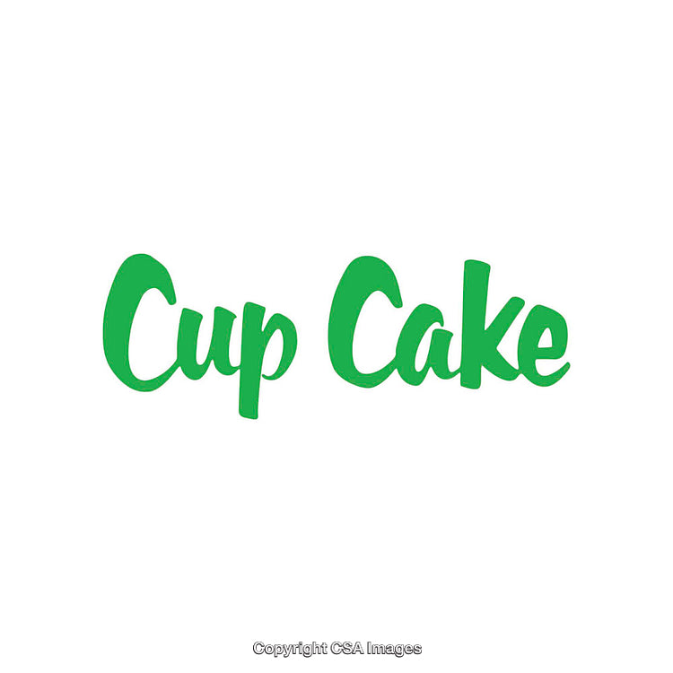 Green Text Saying Cup Cake on White Background