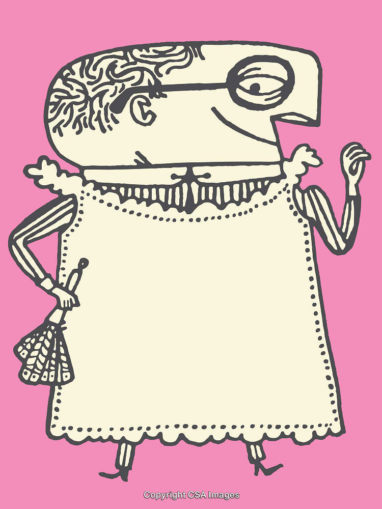 Whimsical Line Art Illustration of a Quirky Character on a Pink Background