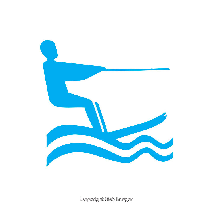 Blue Water Skiing Icon Depicting Outdoor Recreational Activity