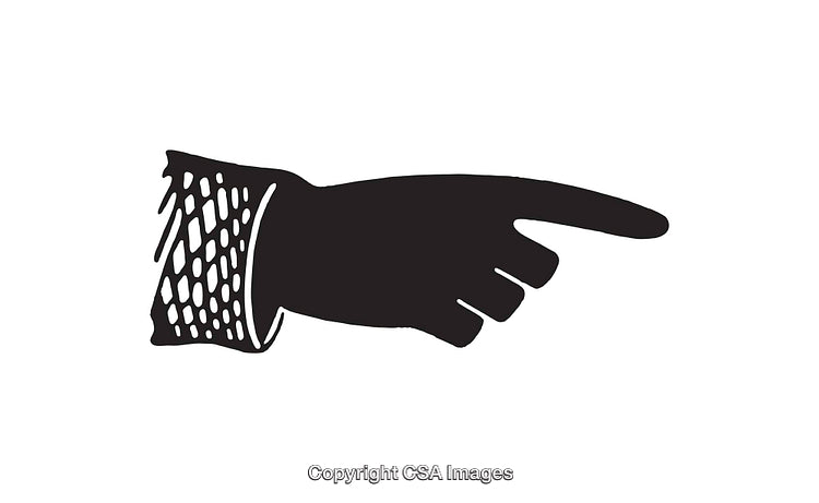 Retro Black and White Illustration of a Pointing Hand
