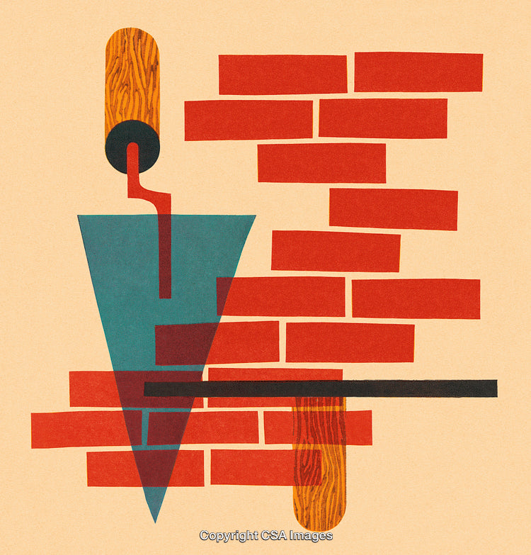 Artistic Illustration of Red Brick Wall With Construction Tools in Abstract Style