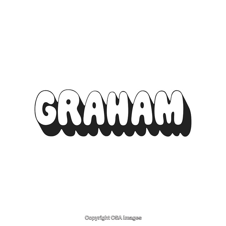 Stylized Text Illustration of the Word Graham in Bold Three-Dimensional Font