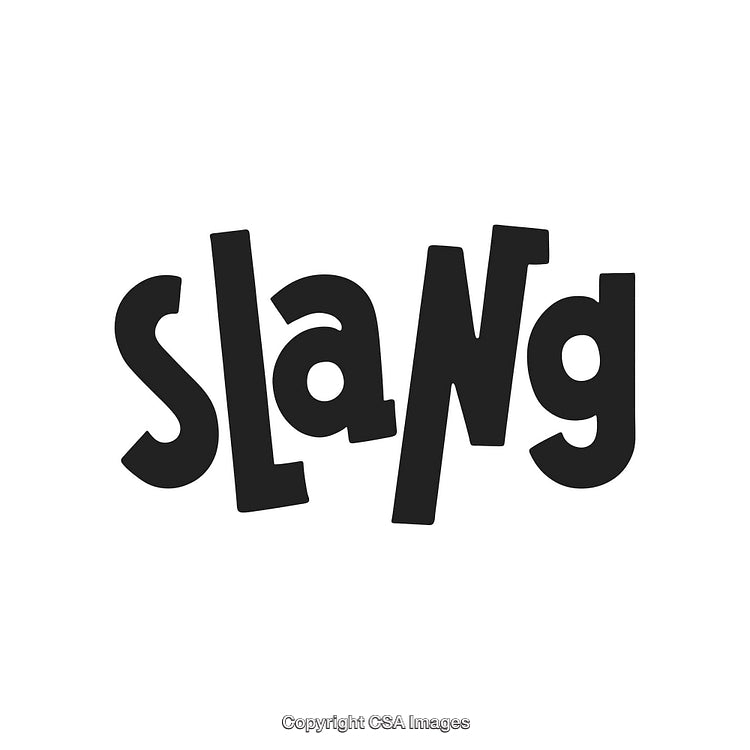 Playful Black And White Slang Typography Word Art Illustration