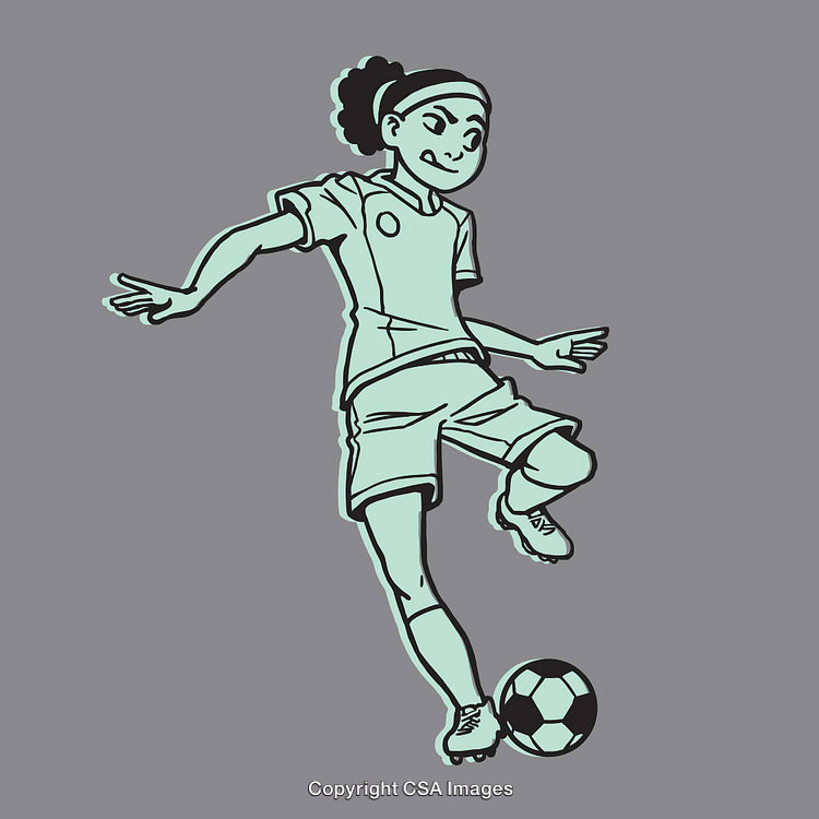 Dynamic Illustration of a Soccer Player Kicking a Ball in Motion