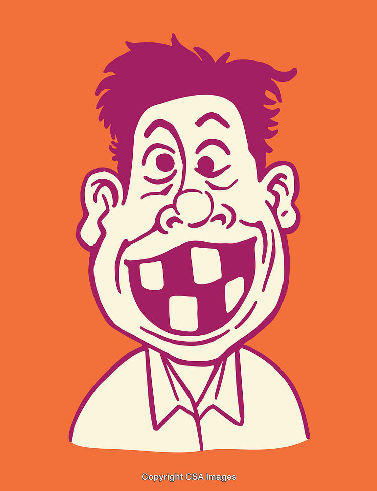 Colorful Line Art Portrait of a Smiling Cartoon Character