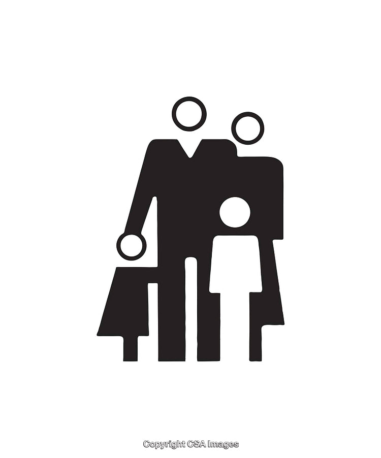 Black and White Family Outline Icon Symbolizing Togetherness and Unity
