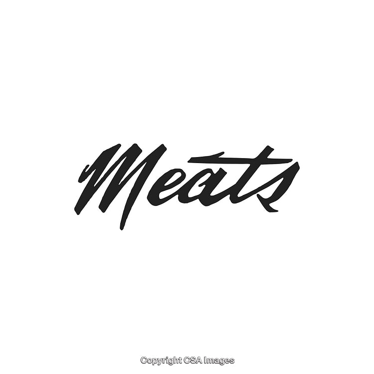 Stylish Black Handwritten 'Meats' Word On White Background