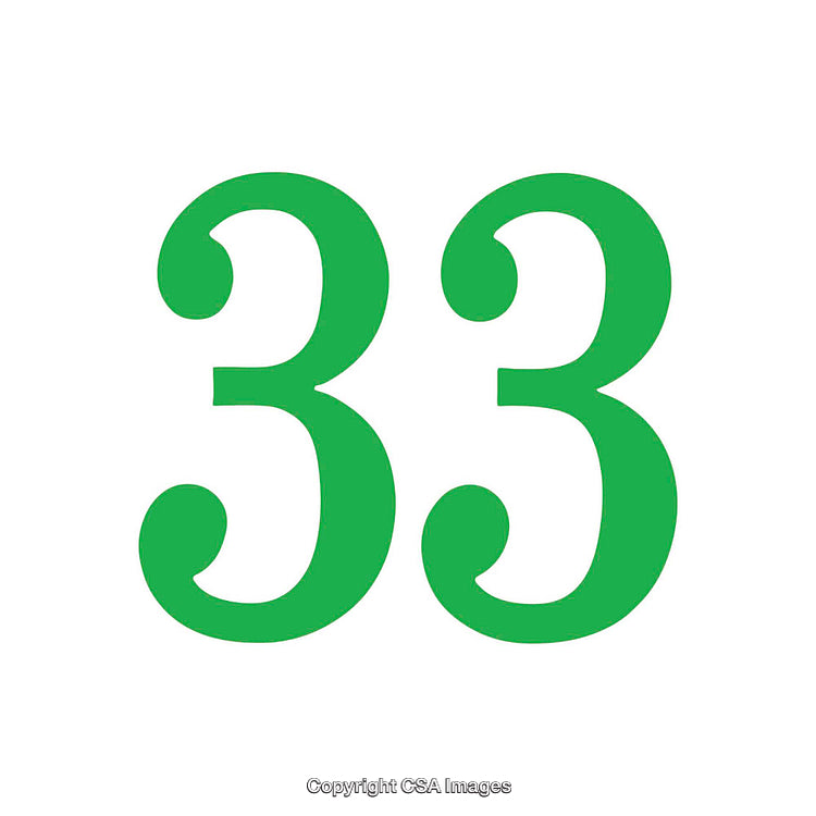 Green Bold Number 33 On a White Background