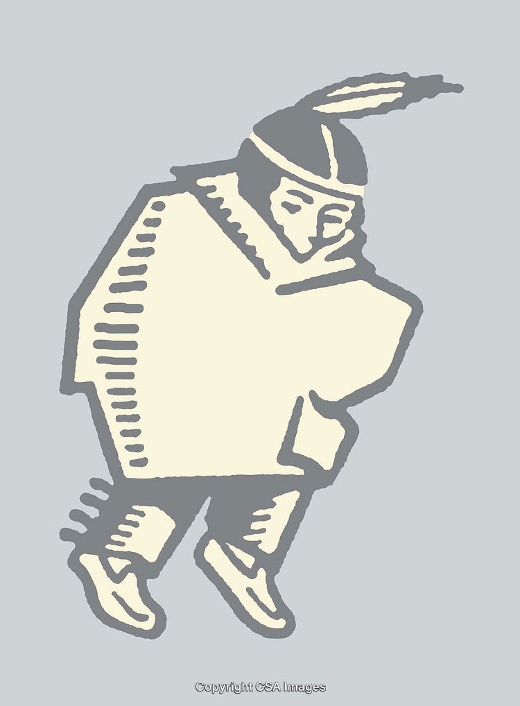 Stylized Illustration of a Person in Traditional Poncho and Feathered Hat