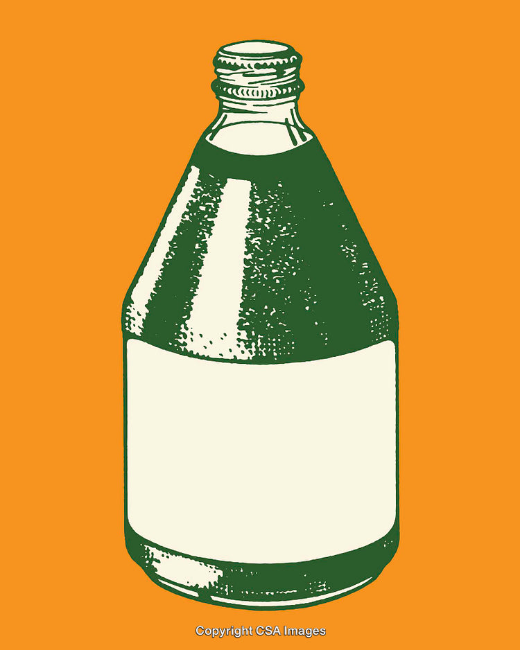 Vintage Style Bottle Illustration on Bright Orange Background