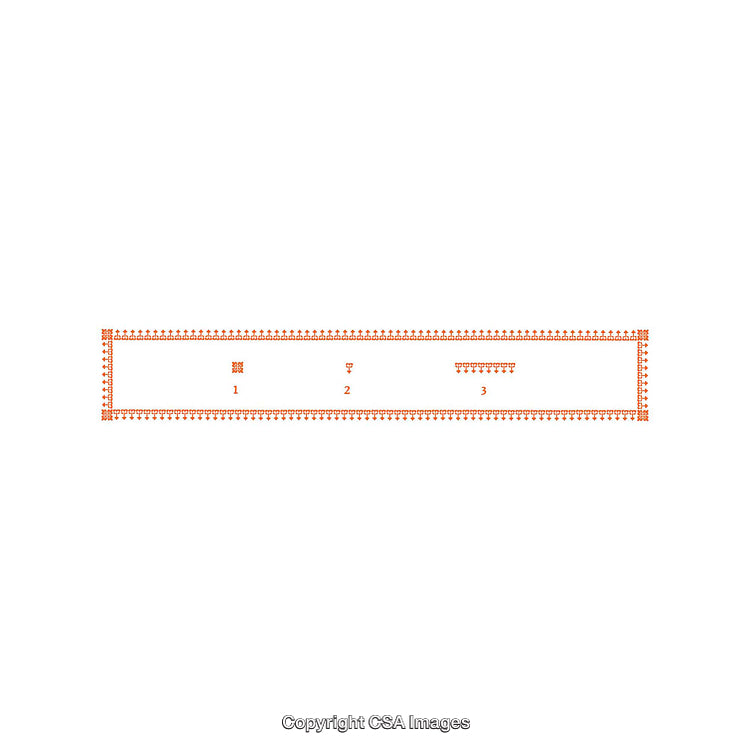 Minimalistic Rectangular Design Featuring Ornamental Borders and Distinctive Interior Symbols
