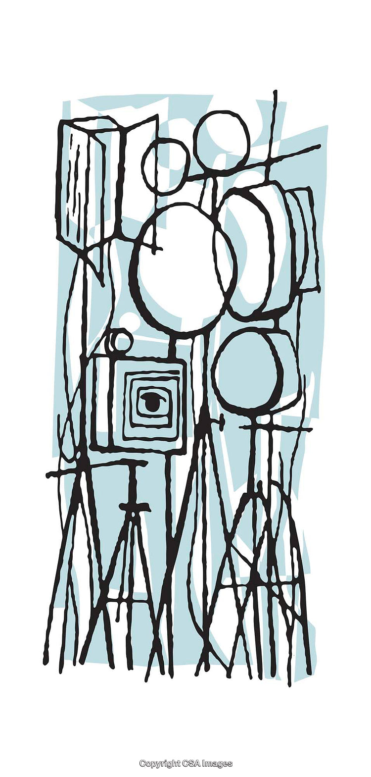 Abstract Illustration of Photography Equipment in Minimalist Style with Blue Highlights