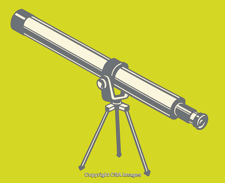 Illustration of a Telescope on Tripod, Isolated on a Bright Background