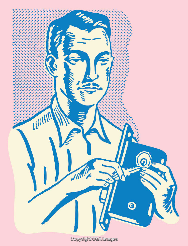 Vintage Style Illustration of a Key Being Inserted Into a Lock Mechanism
