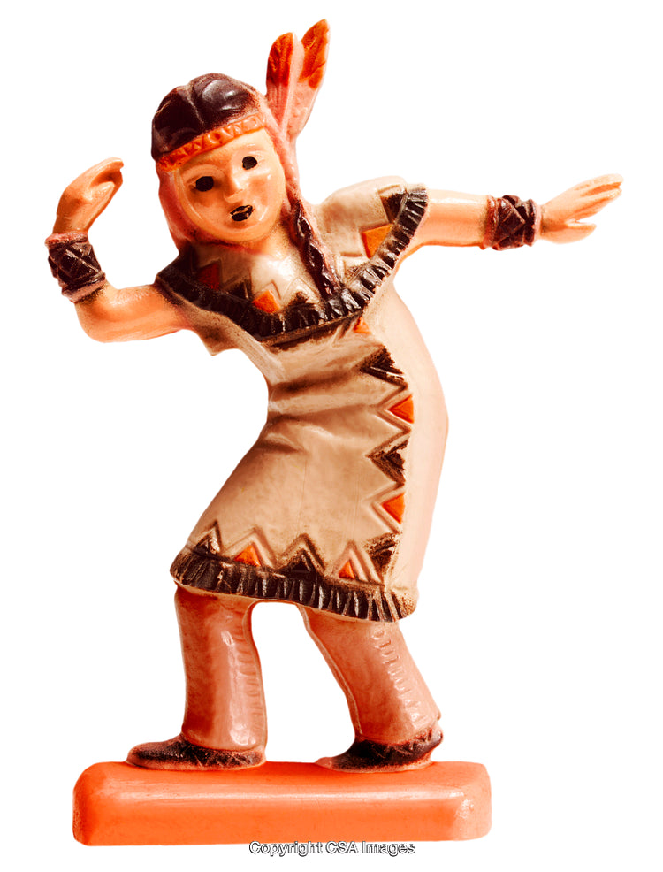 Colorful Vintage Plastic Figure of a Traditional Dancer Isolated on White