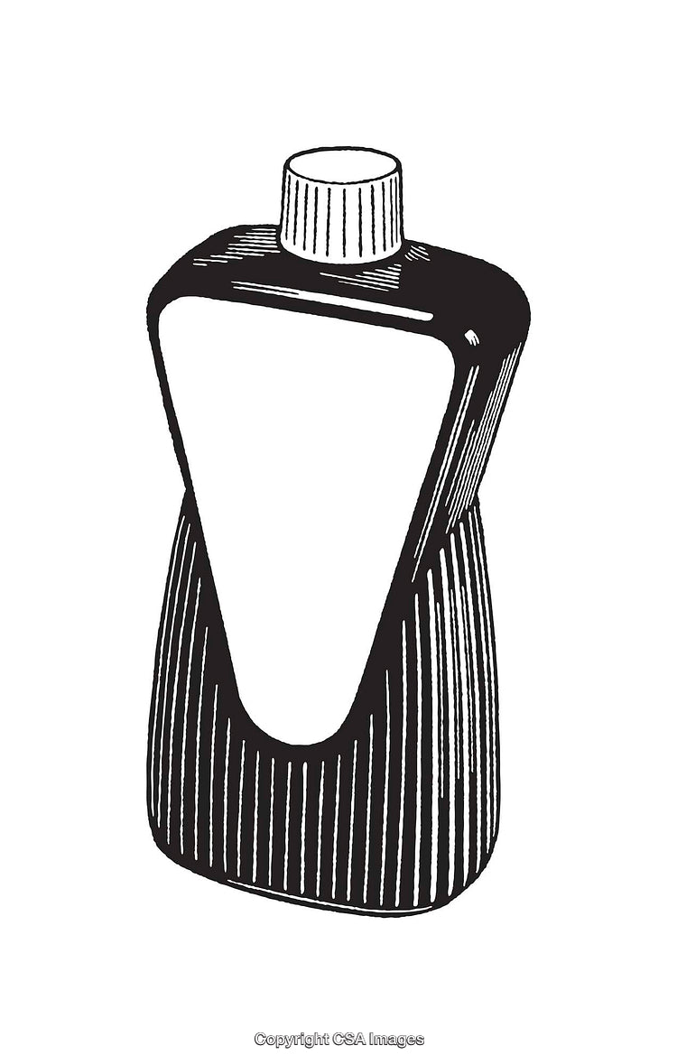 Black and White Line Art Illustration of a Bottle with Cap