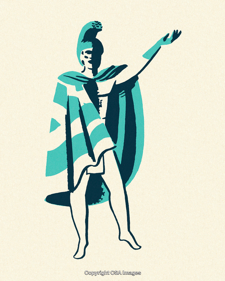 Illustration of a Classical Warrior in a Heroic Pose