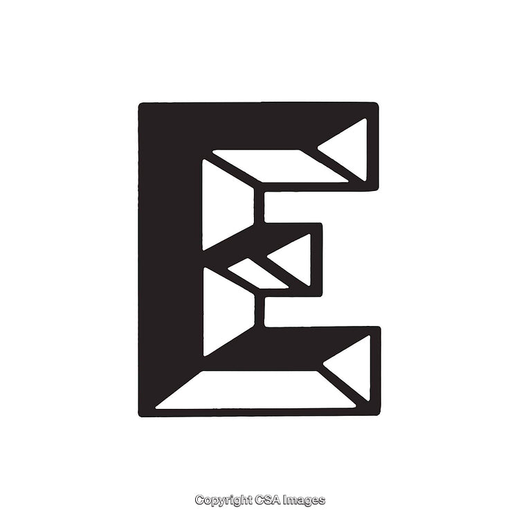 Stylized Geometric Letter E Design with Angular Shapes in Black