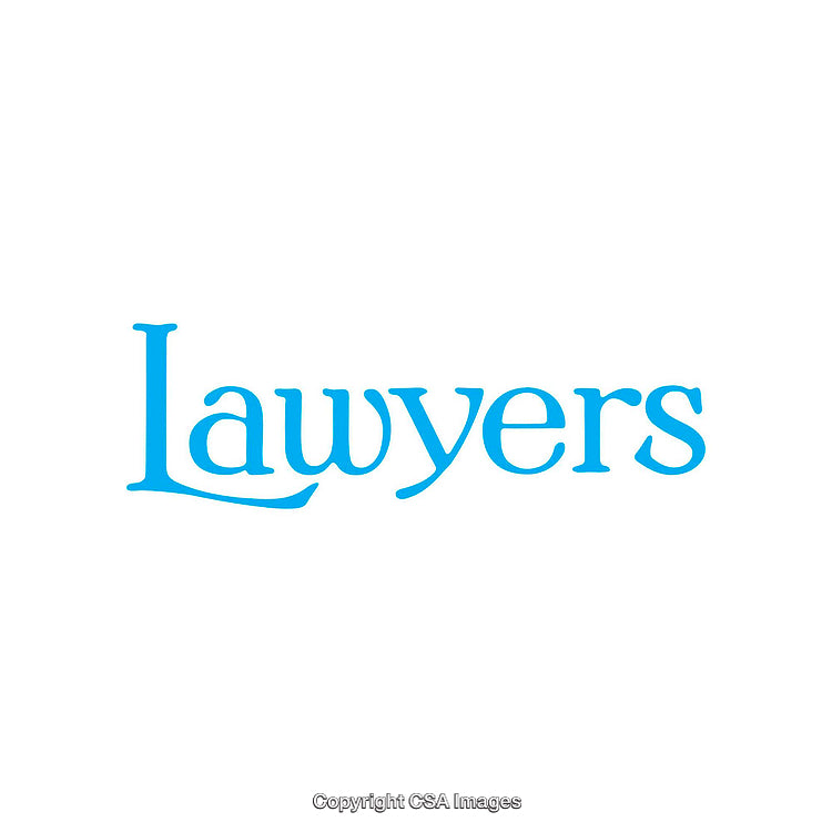 Blue Calligraphic Typography of the Word 'Lawyers' on White Background